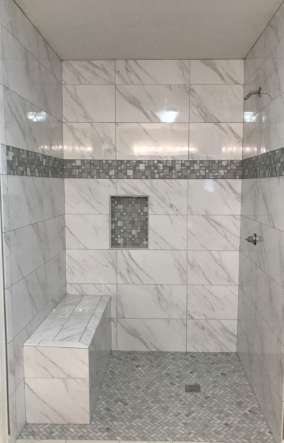 Stunning carrara look bathroom – Destin Elite Tile